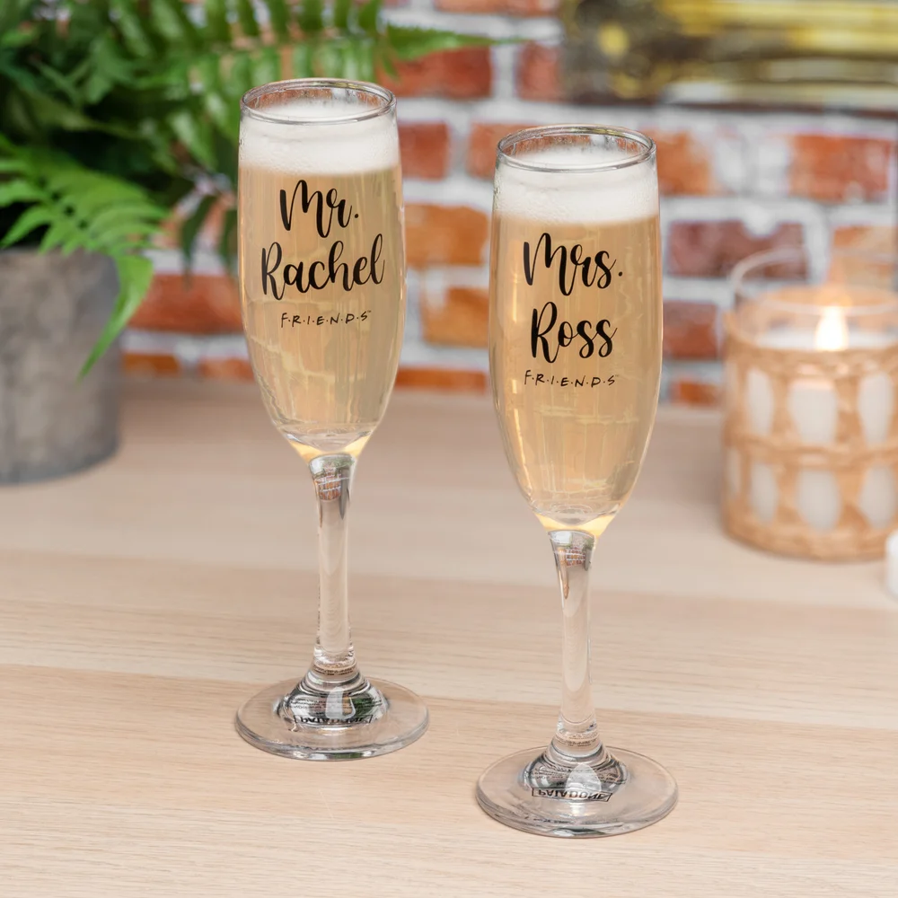 Friends Ross and Rachel Champagne Flutes Afbeelding 1