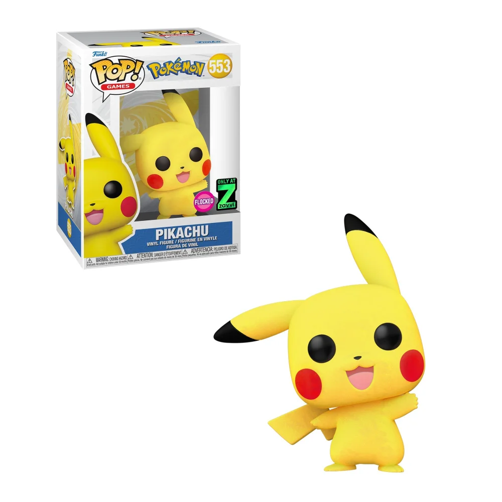 Pokémon Pikachu Waving Flocked Zavvi EXC Funko Pop! Vinyl Afbeelding 1