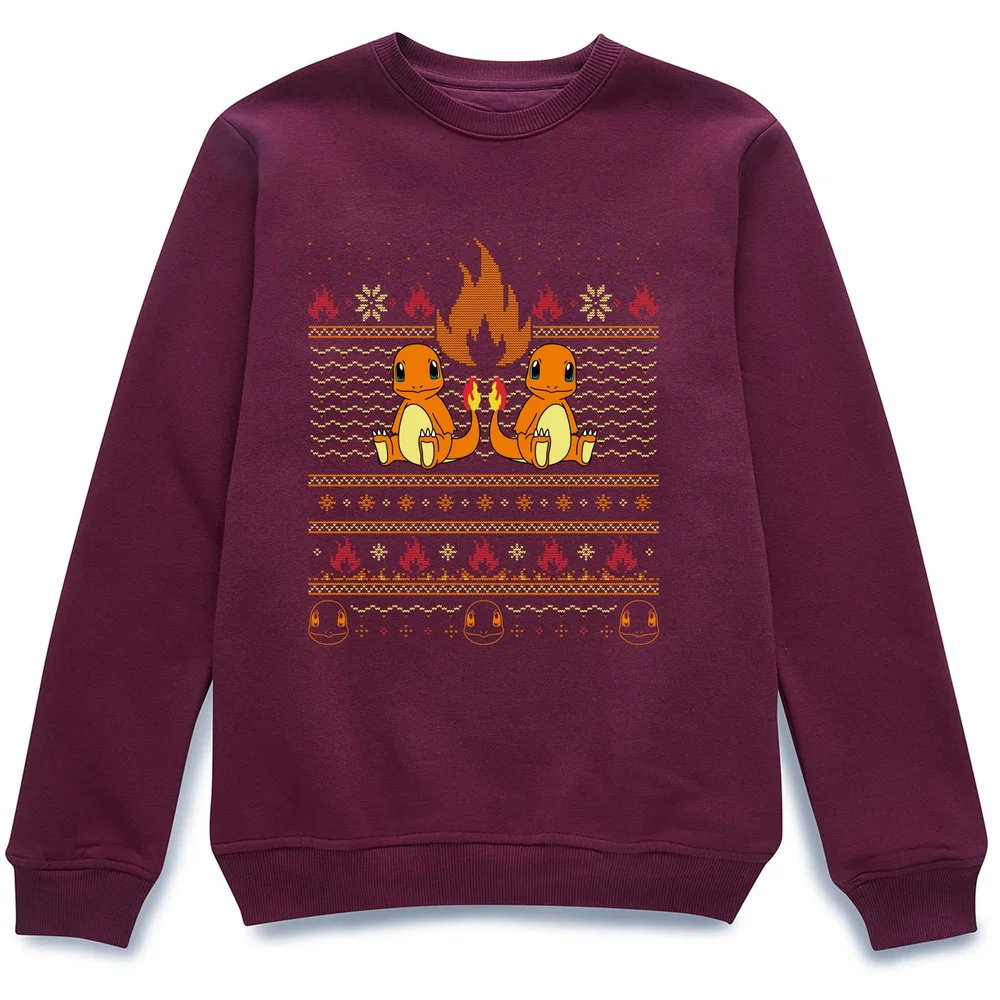 Pokémon Merry Litmas Unisex Christmas Jumper - Burgundy - S Afbeelding 1