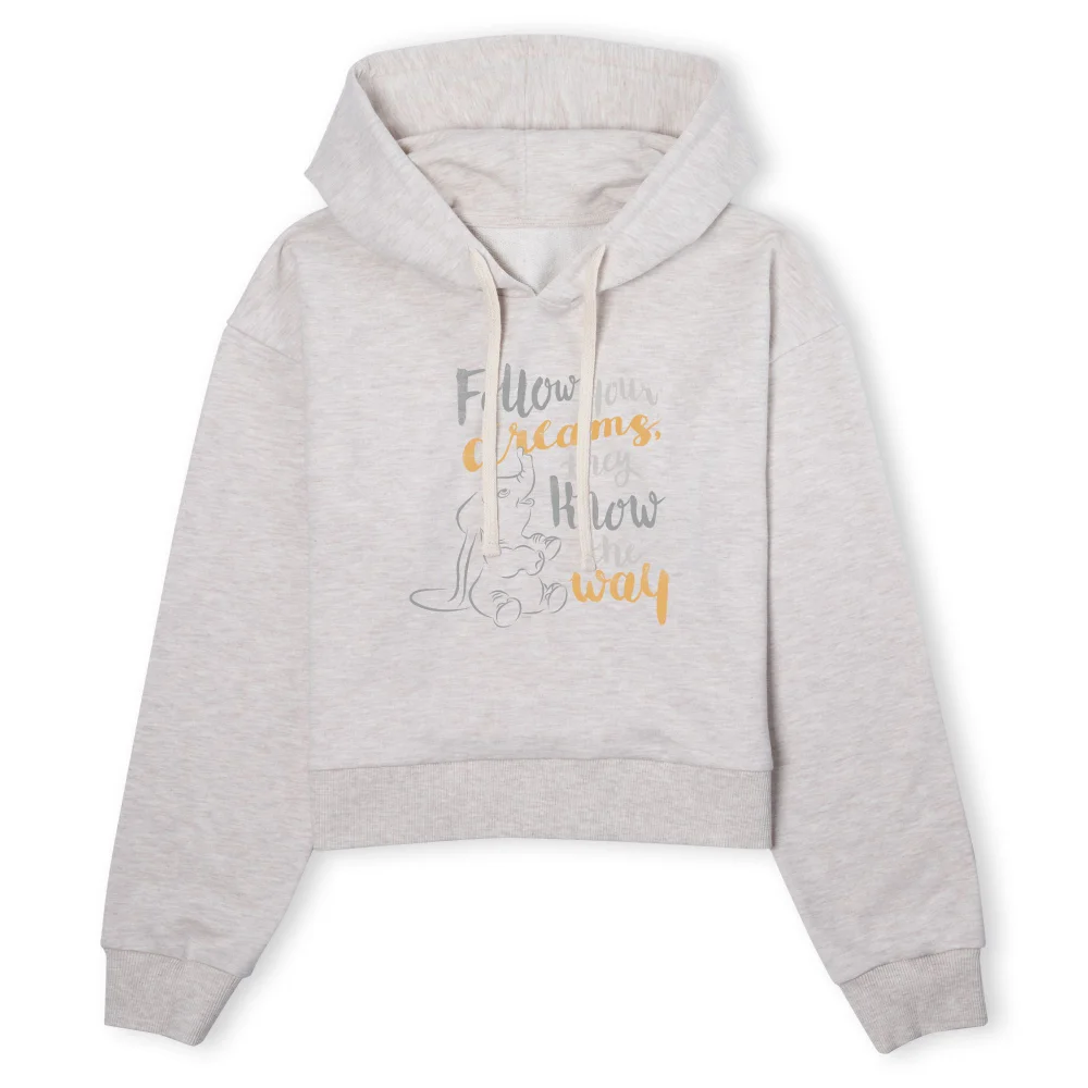 Dumbo Follow Your Dreams Women's Cropped Hoodie - Ecru Marl - L Afbeelding 1