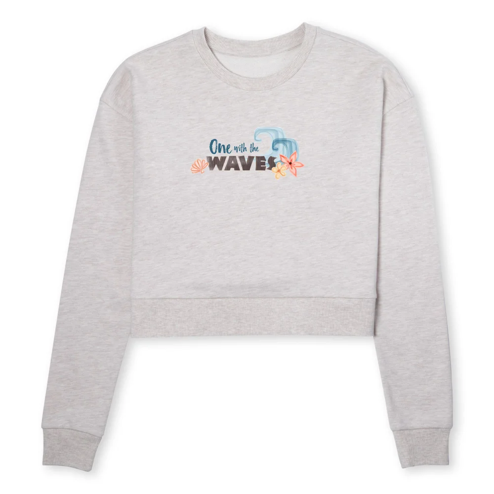 Moana One With The Waves Women's Cropped Sweatshirt - Ecru Marl - L Afbeelding 1