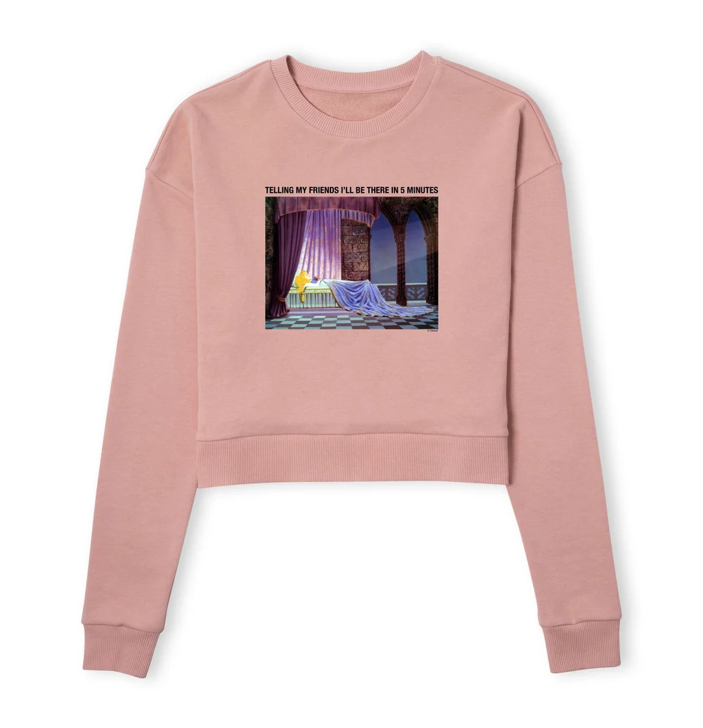 Disney Sleeping Beauty I'll Be There In Five Women's Cropped Sweatshirt - Dusty Pink - XS Afbeelding 1