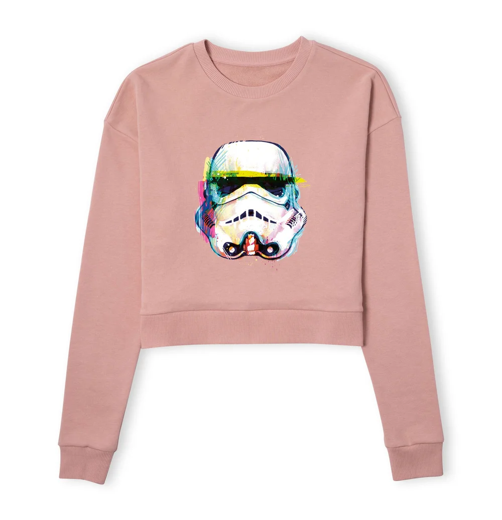 Star Wars Stormtrooper Paintbrush Women's Cropped Sweatshirt - Dusty Pink - XS Afbeelding 1