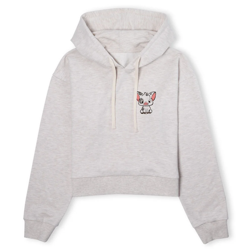 Moana Pua The Pig Women's Cropped Hoodie - Ecru Marl - L Afbeelding 1
