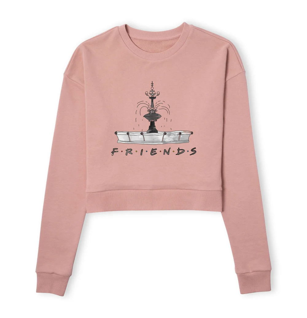 Friends Fountain Sketch Women's Cropped Sweatshirt - Dusty Pink - XS Afbeelding 1