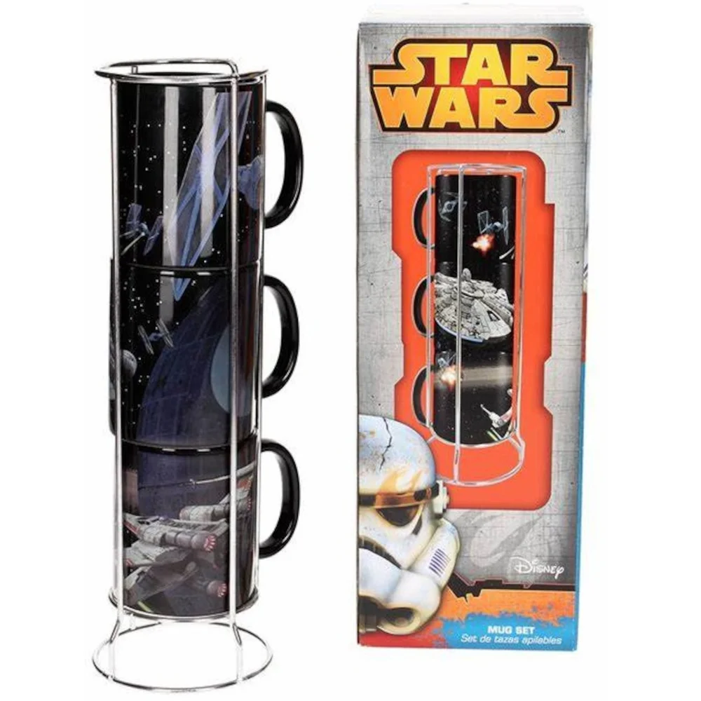 Star Wars Home Stackable 3pc Ceramic Mugs Battle Star Falcon Set Afbeelding 1