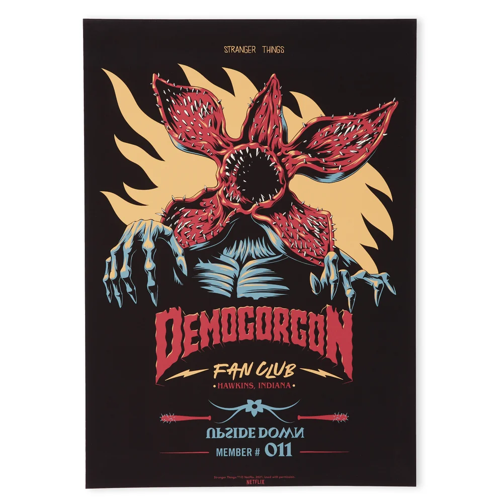 Stranger Things The Demogorgon Fan Club Giclee Poster - A4 - Print Only Afbeelding 1