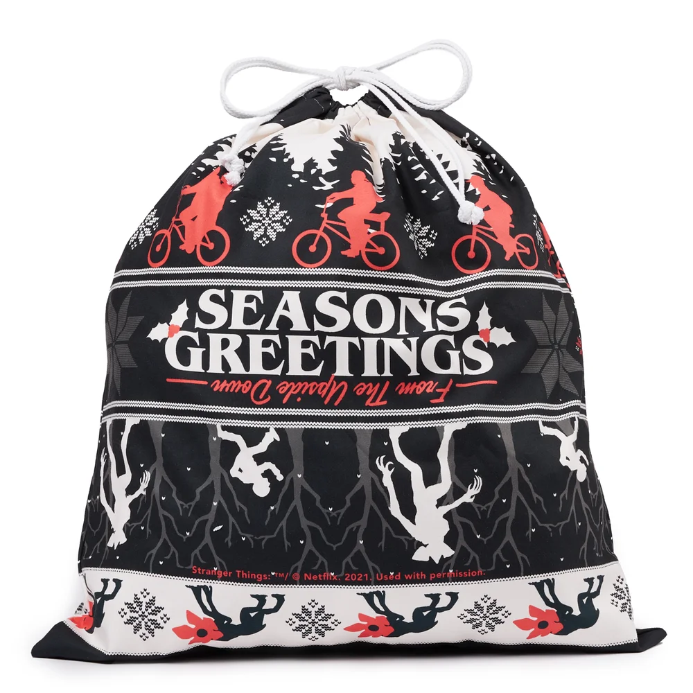 Stranger Things Seasons Greetings From The Upside Down Christmas Santa Sack Afbeelding 1