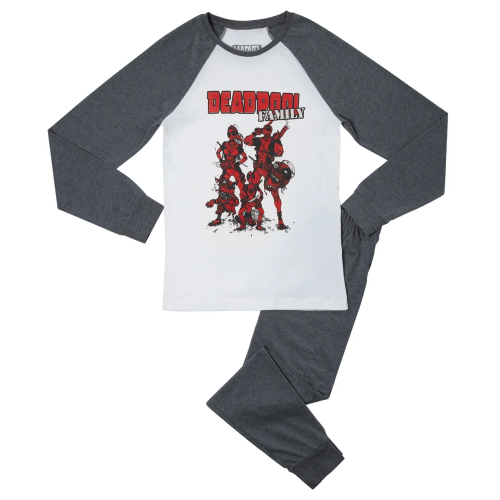 Marvel Deadpool Family Men's Pyjama Set - Grey White - S Afbeelding 1