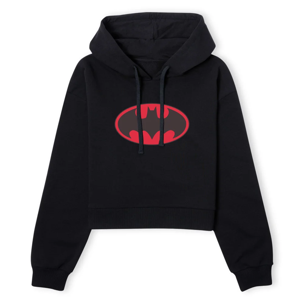 Batman Red Logo Women's Cropped Hoodie - Black - XS - Zwart Afbeelding 1