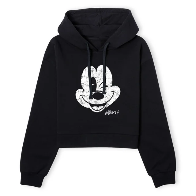 Mikey Mouse Women's Cropped Hoodie - Black