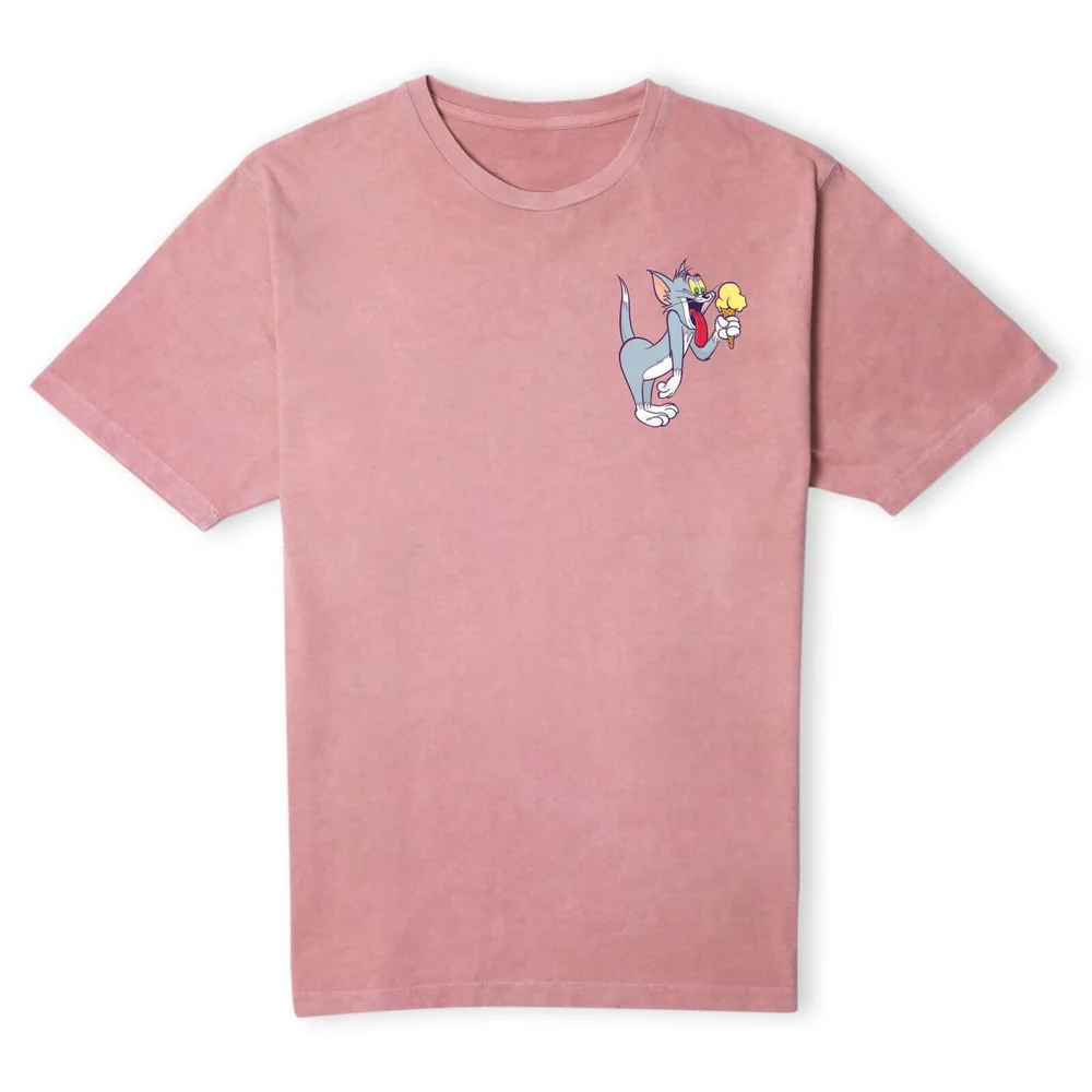Tom & Jerry Tom's Ice Cream Unisex T-Shirt - Pink Acid Wash - S Afbeelding 1