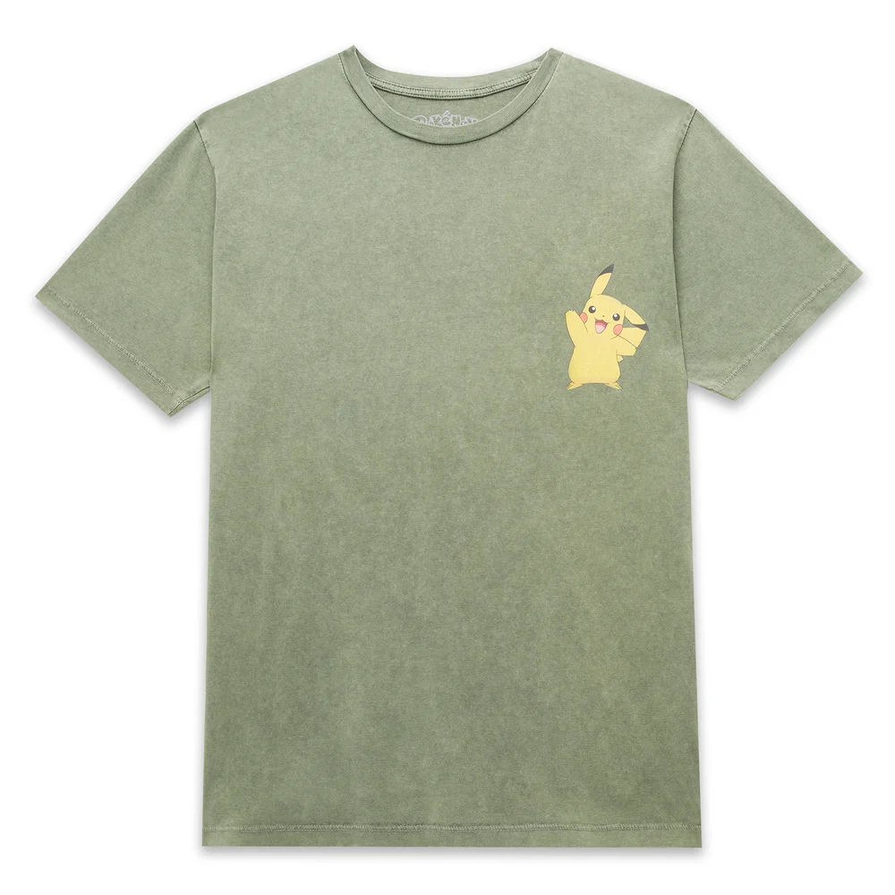 Pokémon Pikachu Unisex T-Shirt - Khaki Acid Wash - S - Khaki Acid Wash Afbeelding 1