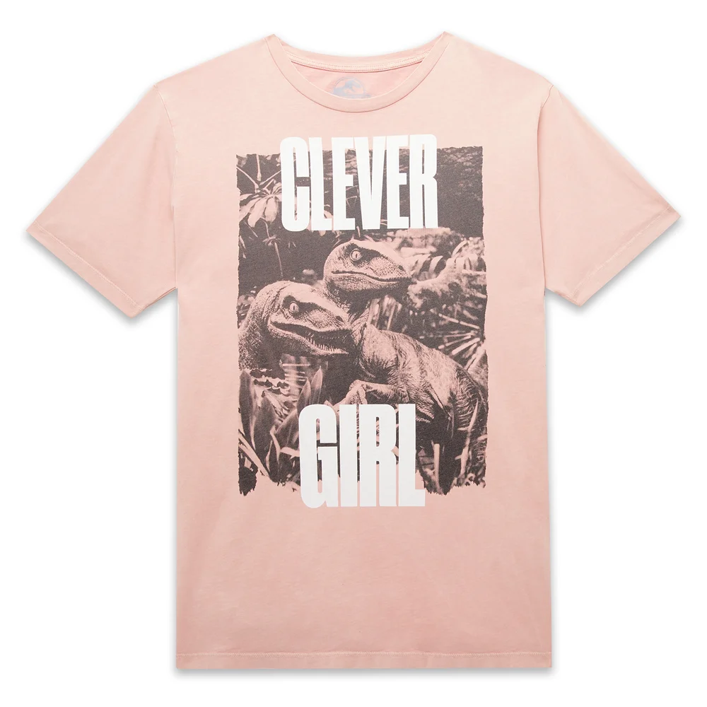 Jurassic Park Clever Girl Unisex T-Shirt - Pink Acid Wash - S Afbeelding 1