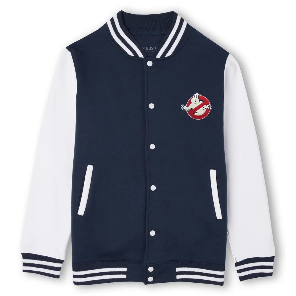 Ghostbusters Bustin' Equipment Embroidered Varsity Jacket - Navy / White - L Afbeelding 1
