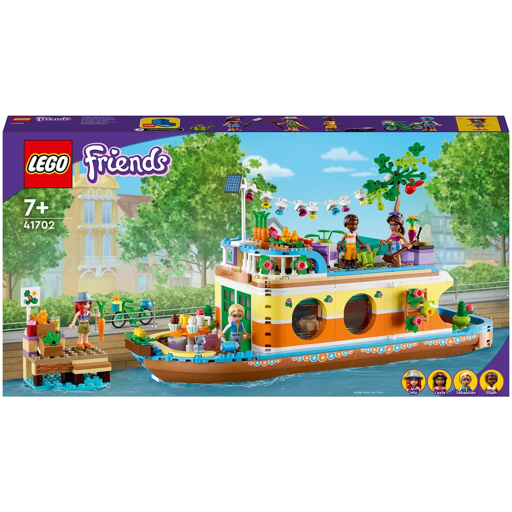 LEGO 41702 Friends Woonboot Speelgoedboot voor Kinderen vanaf 7 Jaar met Tuin, 4 Mini Poppetjes en Dierfiguur, Natuurset Afbeelding 1