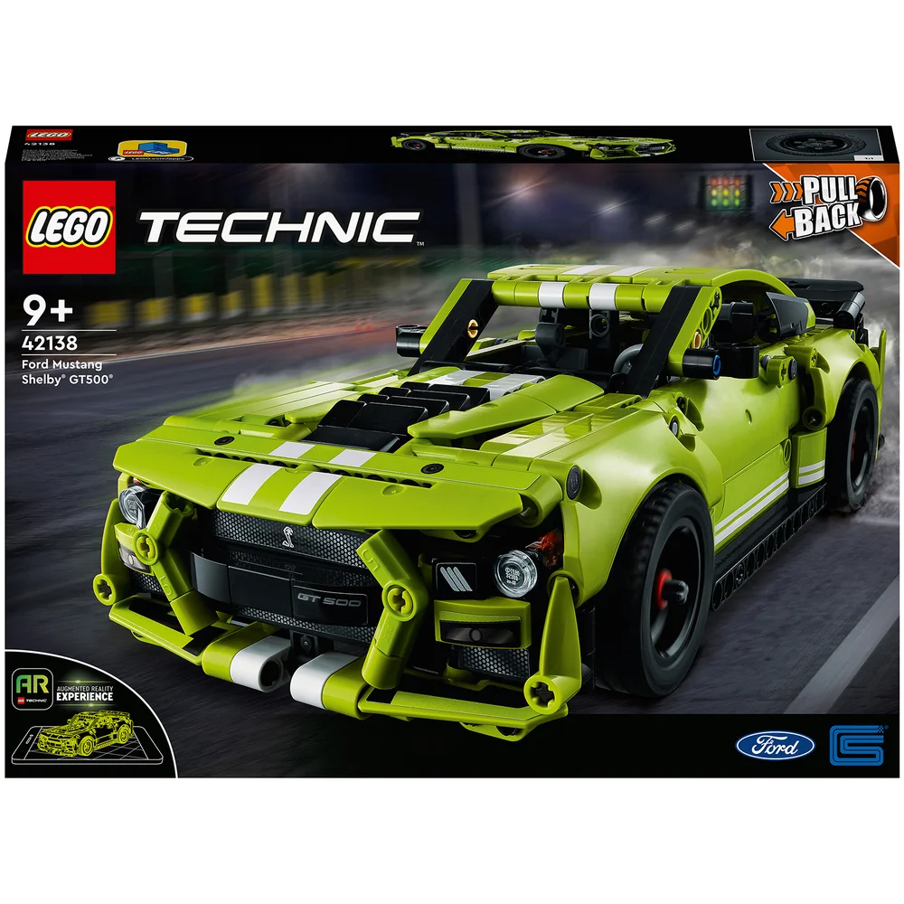 LEGO 42138 Technic Ford Mustang Shelby GT500, Pull-back Drag Racing Modelauto voor Kinderen en Tieners met AR-app, Speelgoedauto Afbeelding 1