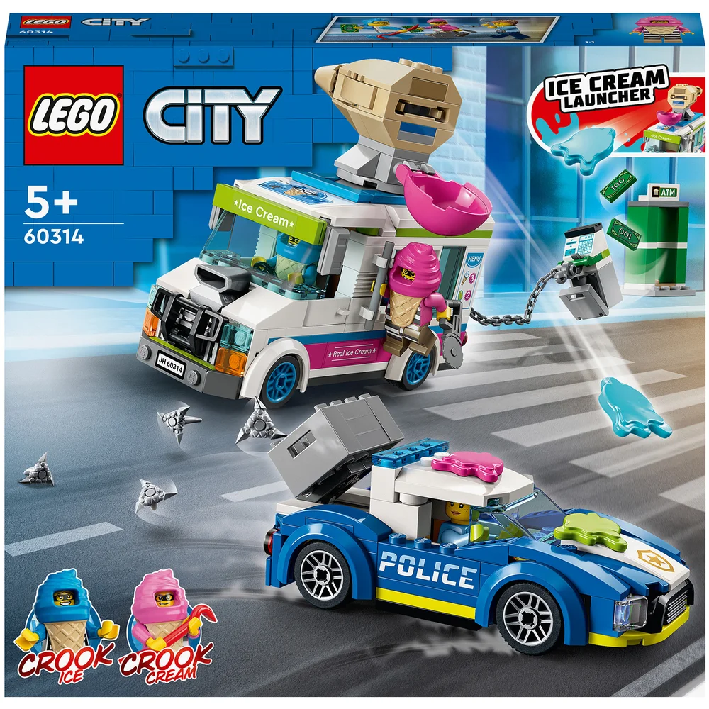 LEGO 60314 City IJswagen Politieachtervolging, Politie Speelgoed Auto met Onderscheppingsvoertuig, Kinderen vanaf 5 Jaar Afbeelding 1