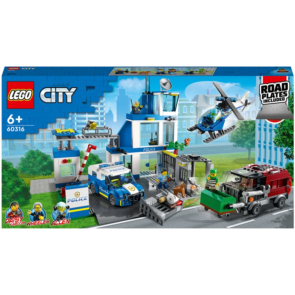 LEGO 60316 City Politiebureau, Vuilniswagen- en Helikopter Speelgoed voor Kinderen vanaf 6 Jaar, Constructiespeelgoed Afbeelding 1