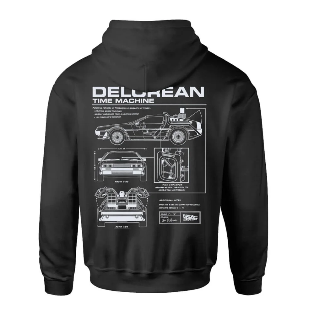 Back To The Future Delorean Schematic Kids' Zipped Hoodie - Black - 122/128 (7-8 jaar) Afbeelding 1