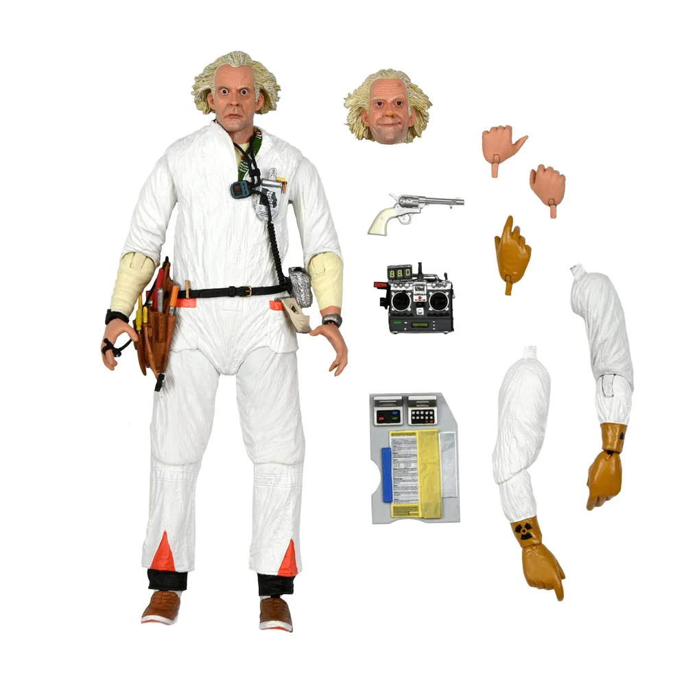 NECA Back to the Future Doc Brown 1985 Hazmat Suit Ultimate 7 Inch Action Figure Afbeelding 1