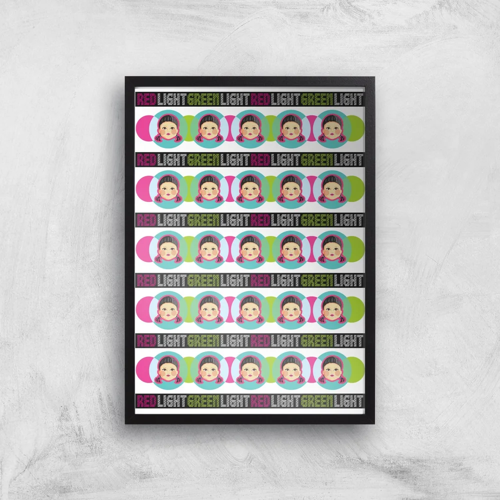Squid Game Red Light Green Light Giclee Art Print - A4 - Black Frame Afbeelding 1