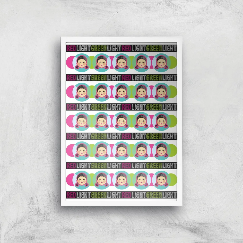 Squid Game Red Light Green Light Giclee Art Print - A3 - White Frame Afbeelding 1