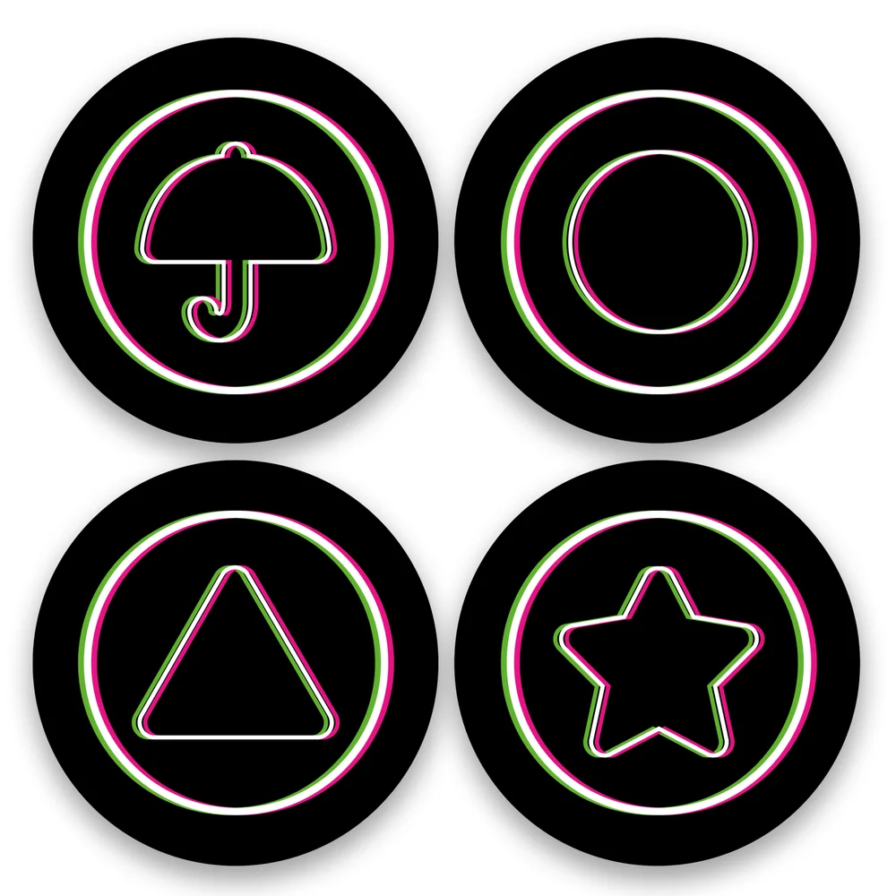Squid Game Honeycomb Glitch Round Coaster Set Afbeelding 1