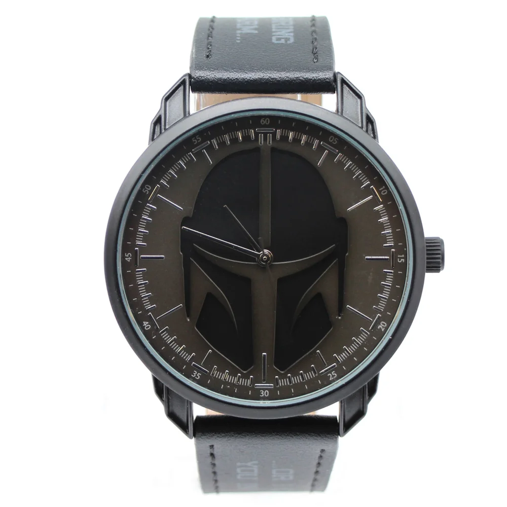 Star Wars The Mandalorian Quotes Black Simulated Leather Watch Afbeelding 1