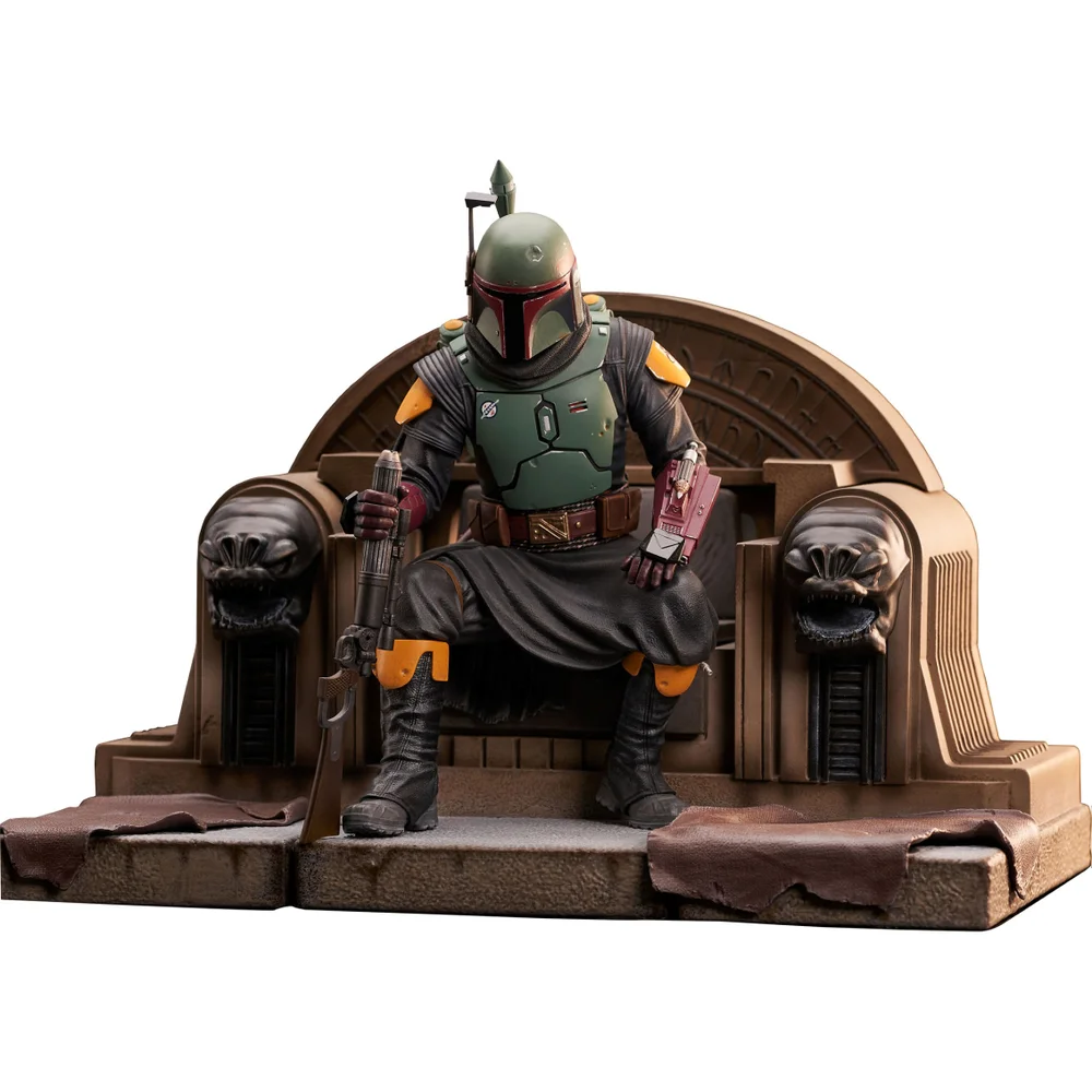 Gentle Giant The Mandalorian Premier Collection Statue - Boba Fett On Throne Afbeelding 1