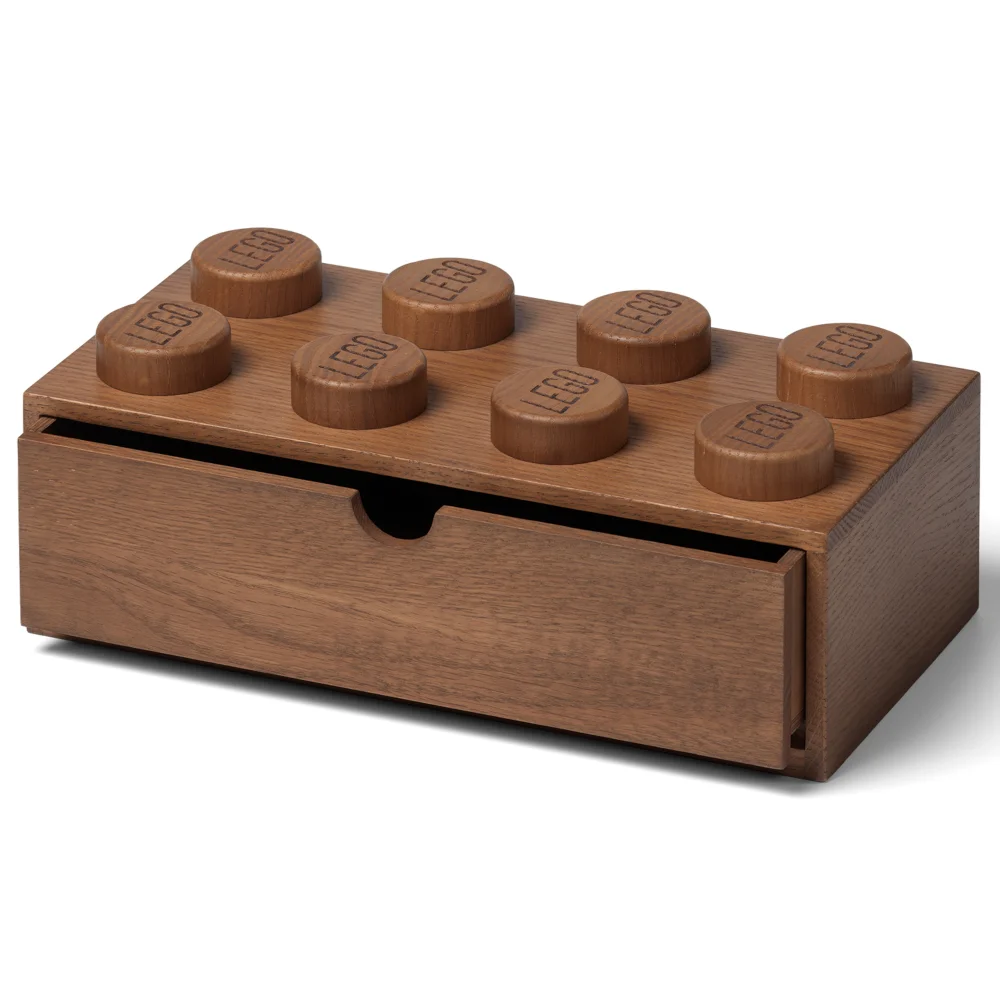 LEGO Storage 2x4 Wooden Desk Drawer (Hand Made From Red Oak) - Dark Stained Afbeelding 1