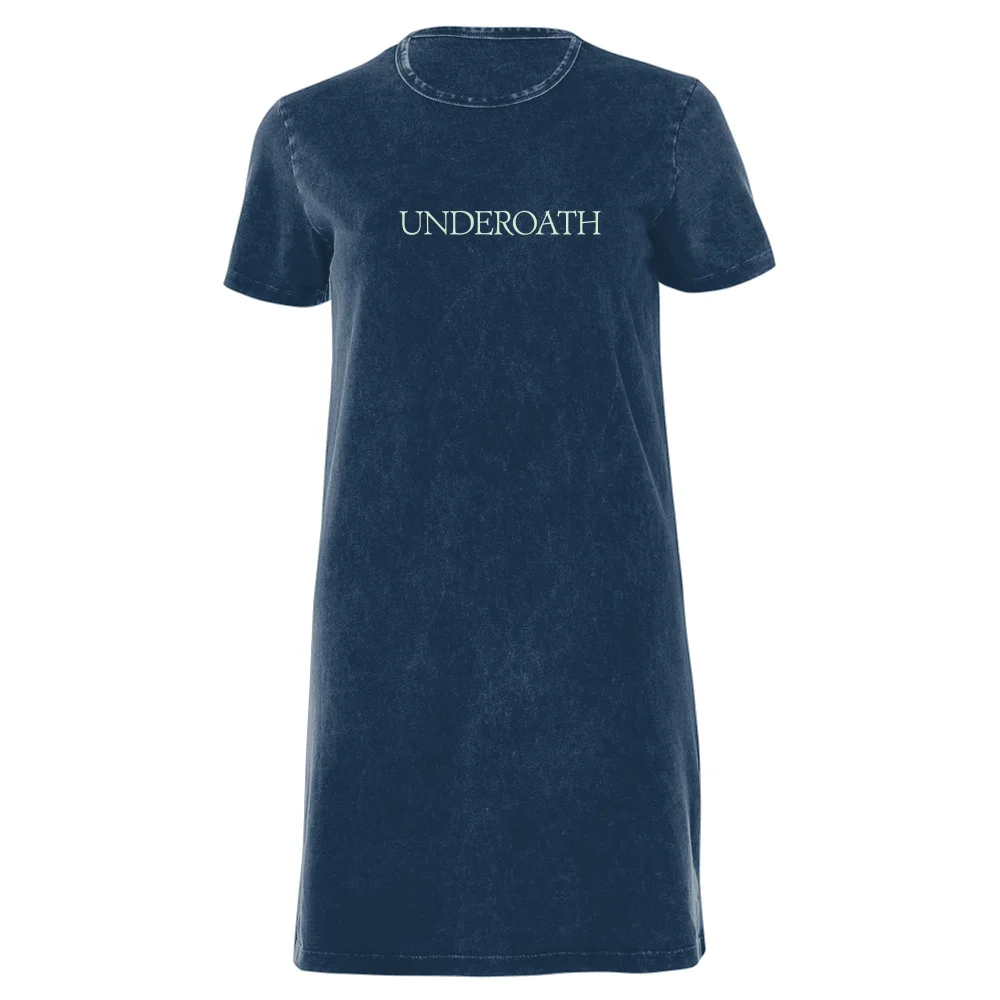 Underoath Title Lock Women's T-Shirt Dress - Navy Acid Wash - XXL - Navy Acid Wash Afbeelding 1