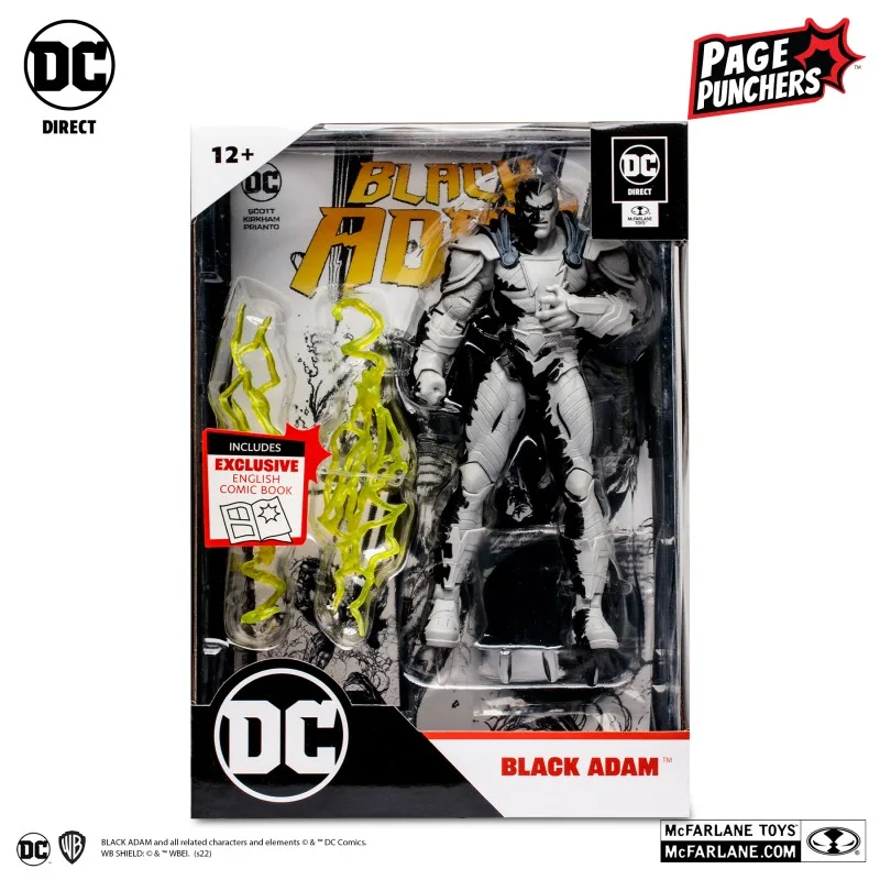 McFarlane Gold Label DC Multiverse 7" Action Figure with Comic - Black Adam (Line Art Variant) Afbeelding 1