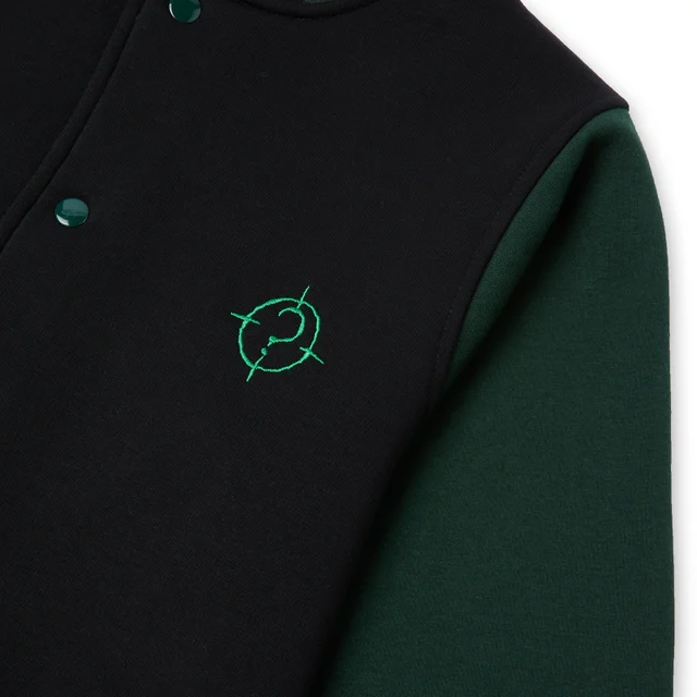 The Batman Unmask The Truth Embroidered Varsity Jacket - Black/Green