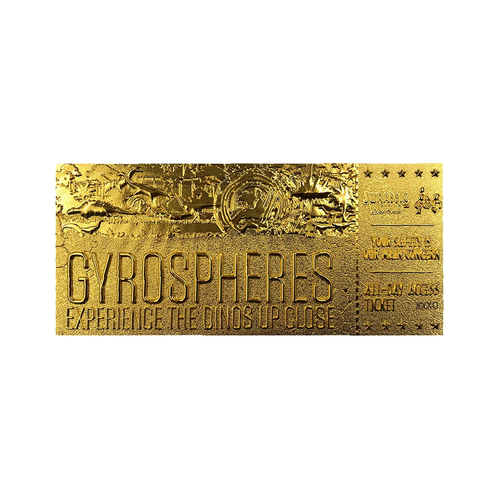 Fanattik Jurassic World 24k Gold Plated Gyrosphere Ticket Afbeelding 1
