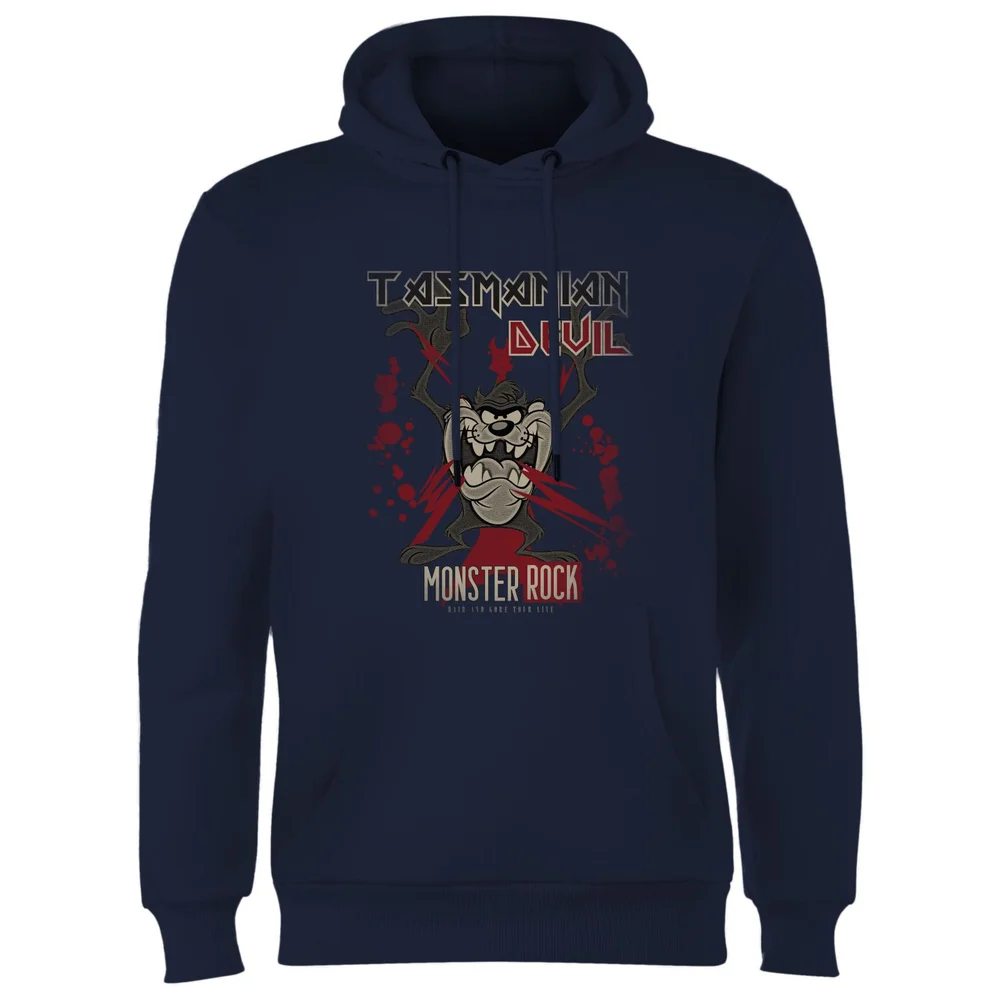 Looney Tunes Tasmanian Devil Monster Rock Hoodie - Navy - S Afbeelding 1