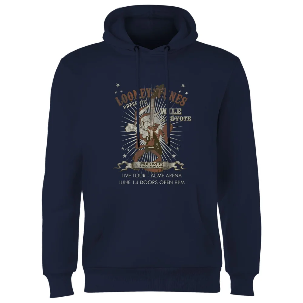 Looney Tunes Wile E Coyote Guitar Arena Tour Hoodie - Navy - S Afbeelding 1