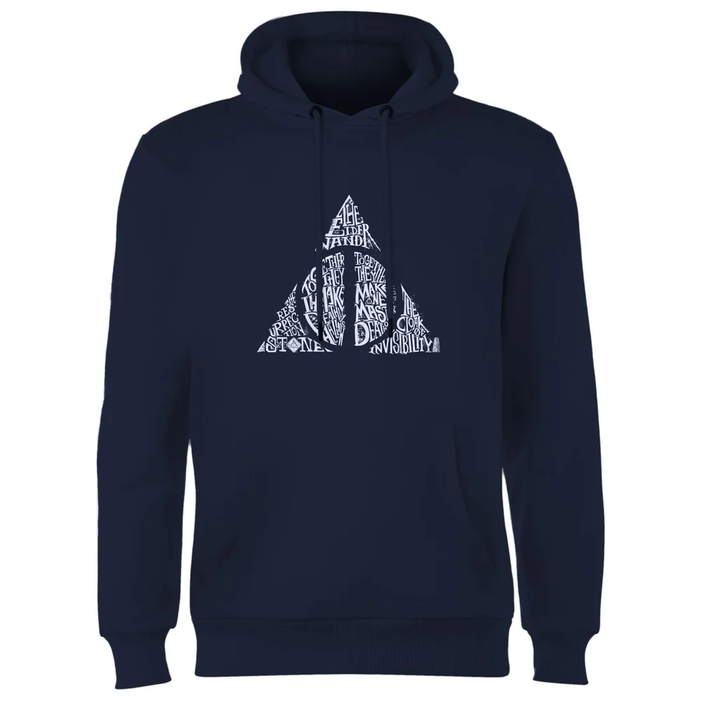 Harry Potter Deathly Hallows Text Hoodie - Navy - S Afbeelding 1