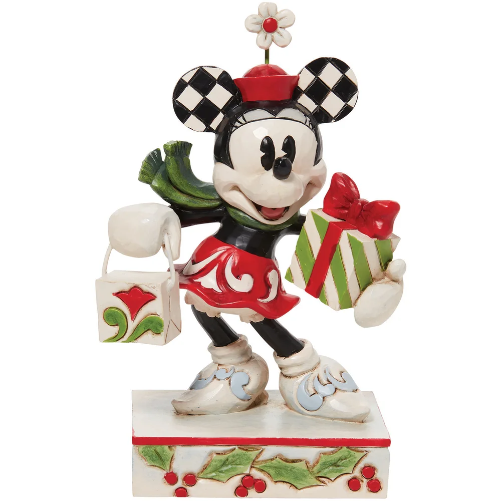 Disney Traditions Christmas Minnie Mouse with Presents Figurine Afbeelding 1