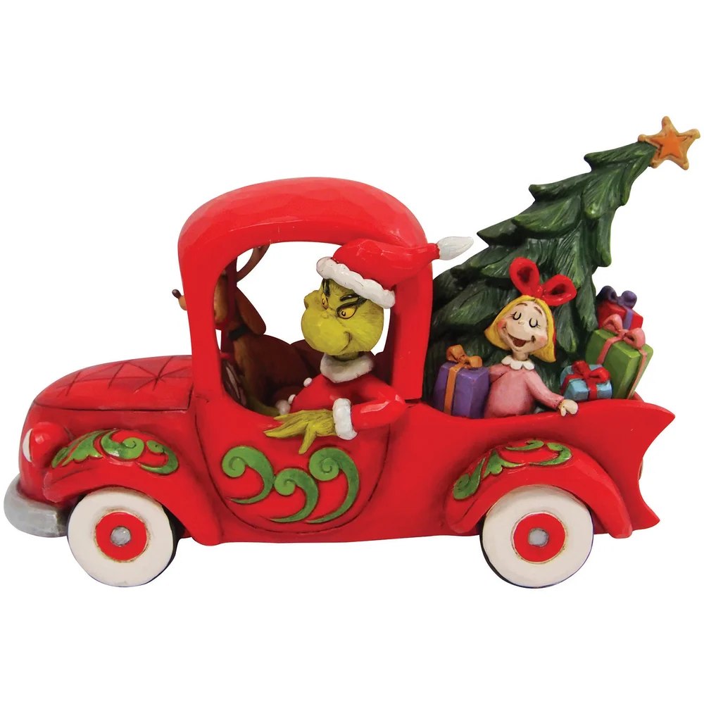 The Grinch Dr.Seuss by Jim Shore Grinch in Red Truck Figurine Afbeelding 1