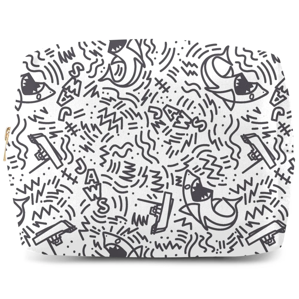 Jaws Doodle Pattern Makeup Bag Afbeelding 1