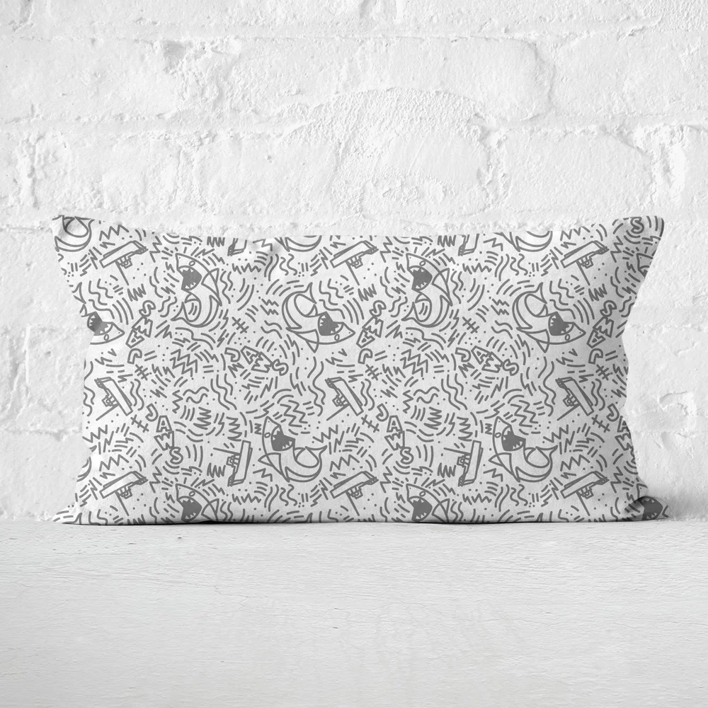 Jaws Doodles Rectangular Cushion - 30x50cm - Soft Touch Afbeelding 1