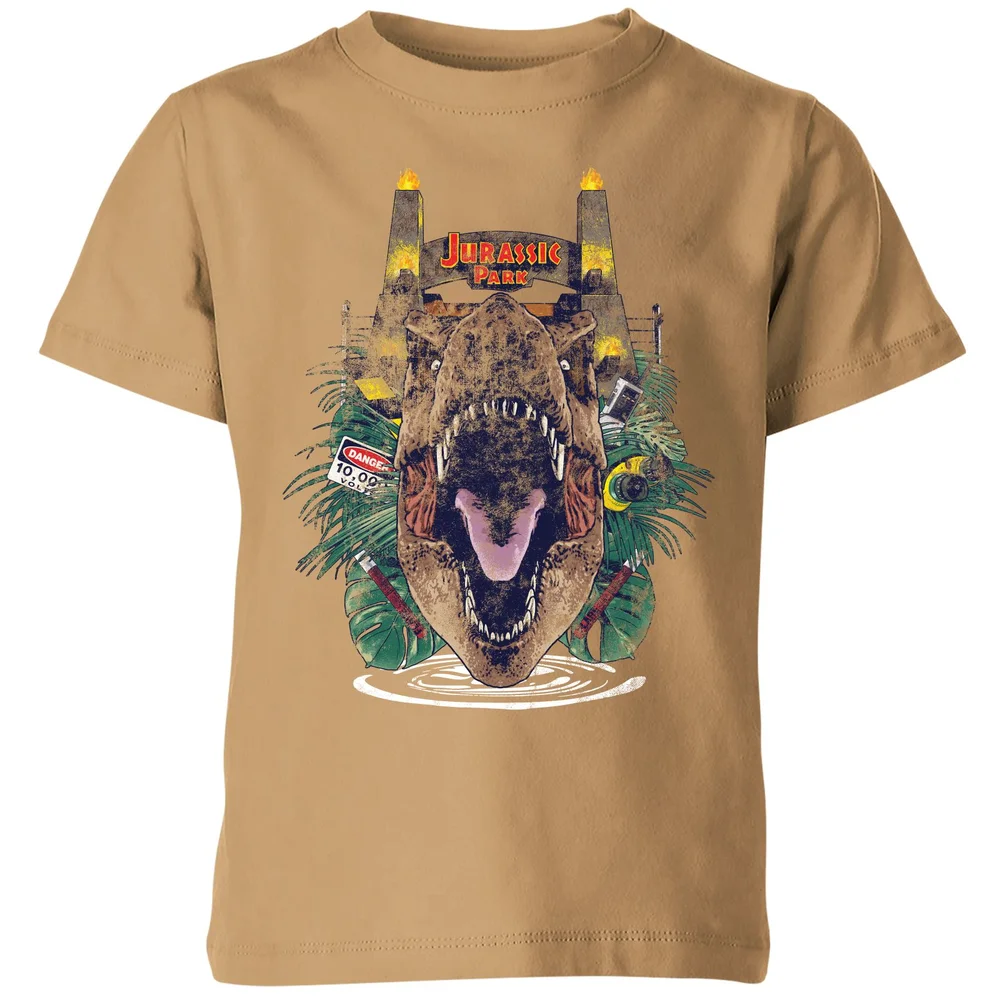 Jurassic Park T-Rex Break Out Kids' T-Shirt - Tan - 98/104 (3-4 jaar) Afbeelding 1