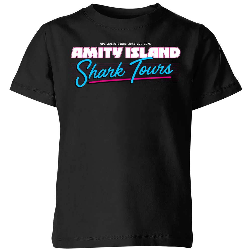 Jaws Amity Island Shark Tour Kids' T-Shirt - Black - 98/104 (3-4 jaar) Afbeelding 1