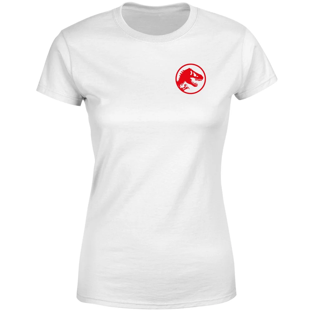 Jurassic Park Red Logo Embroidered Women's T-Shirt - White - XS Afbeelding 1