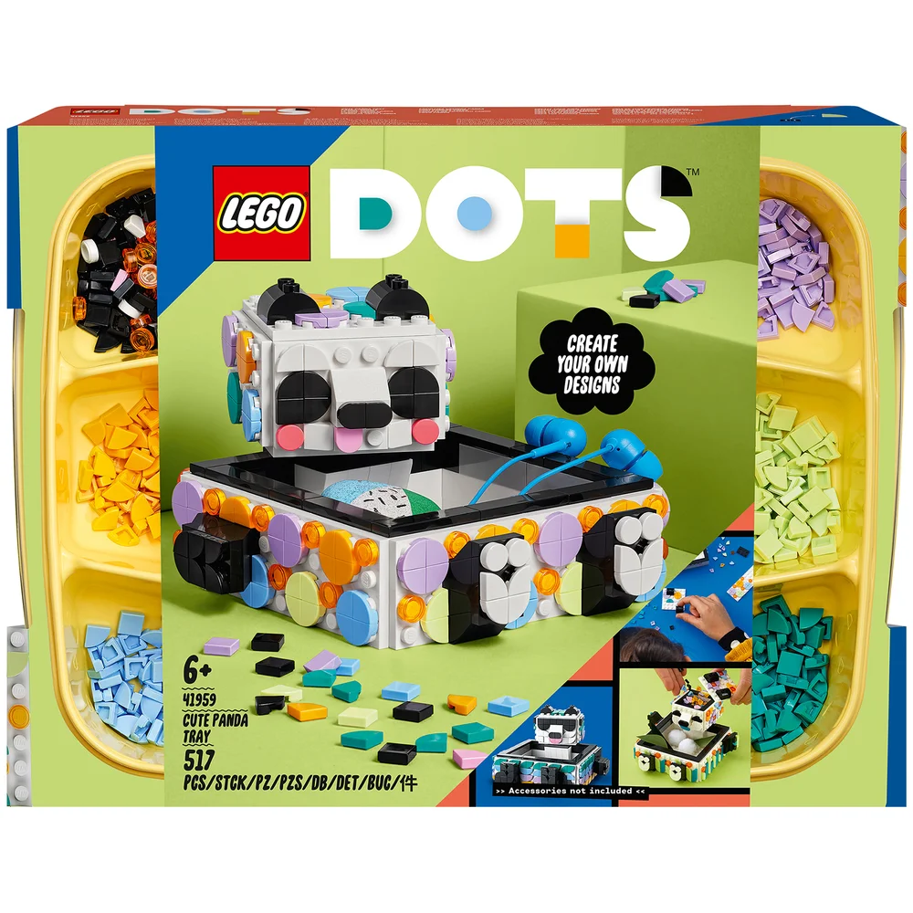 LEGO DOTS: Cute Panda Tray DIY Room Décor Crafts Toy (41959) Afbeelding 1