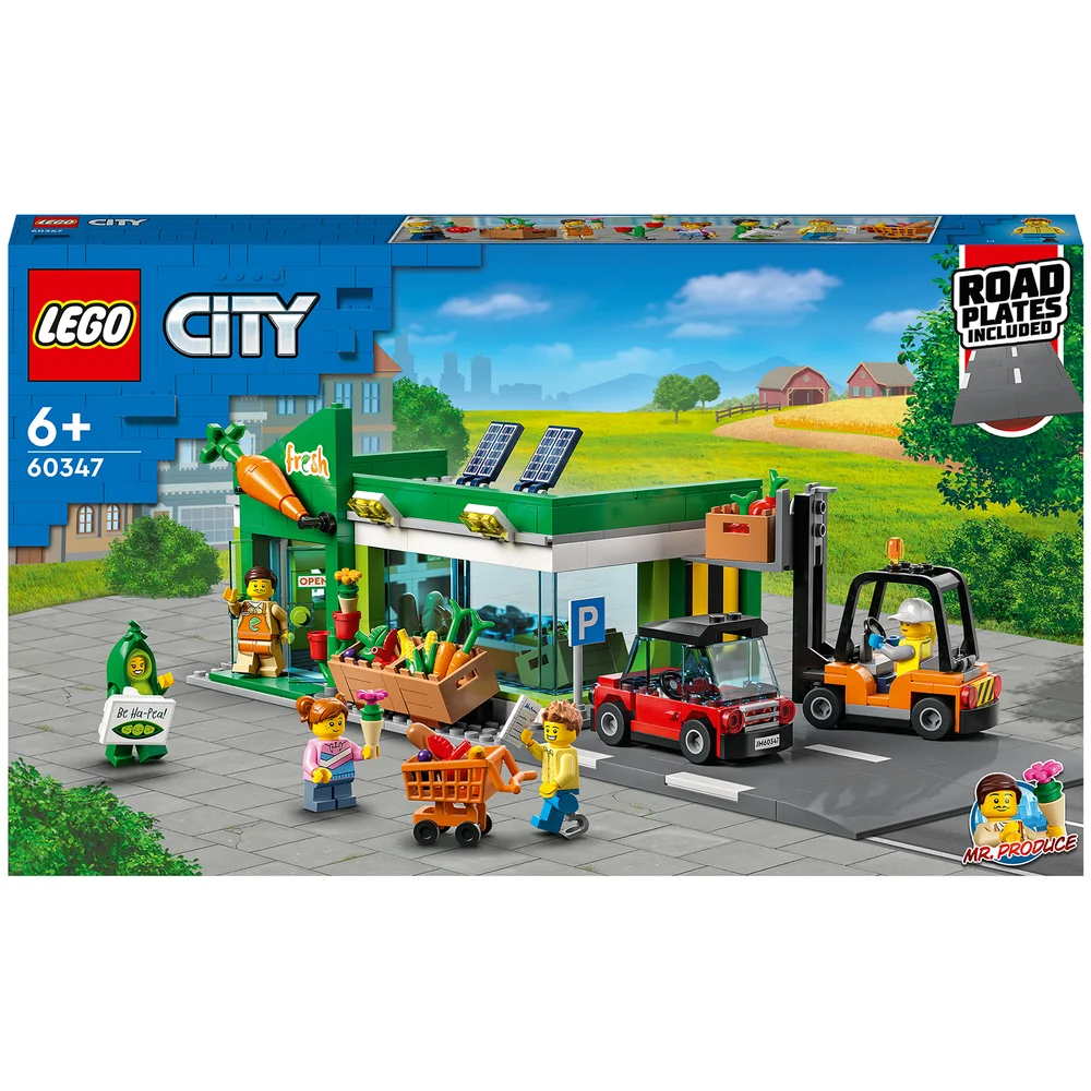LEGO City: Grocery Store Set with Toy Car & Road Plate (60347) Afbeelding 1