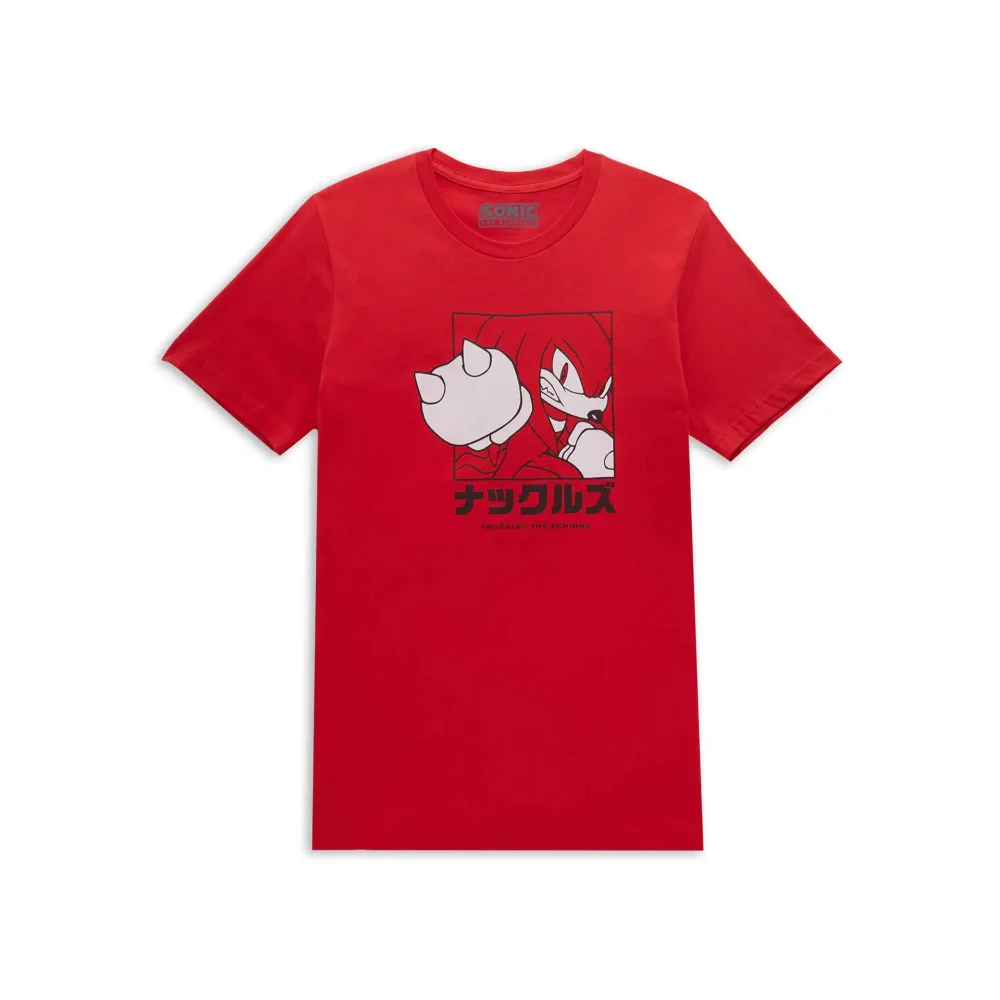 Sonic The Hedgehog Knuckles Katakana Women's T-Shirt - Red - XS Afbeelding 1