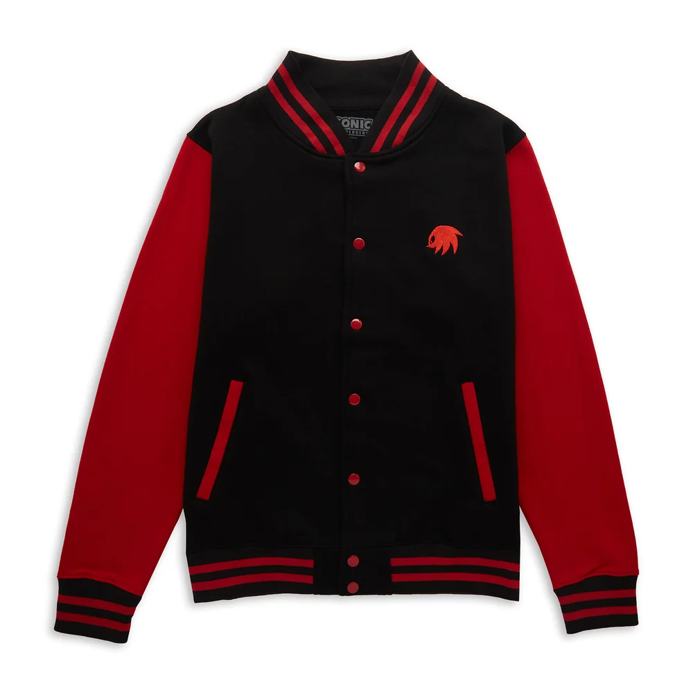 Sonic The Hedgehog Knuckles The Echidna Embroidered Varsity Jacket - Black/Red - S Afbeelding 1