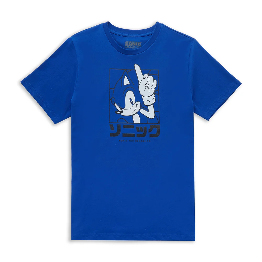 Sonic The Hedgehog Sonic Katakana Men's T-Shirt - Blue - S Afbeelding 1